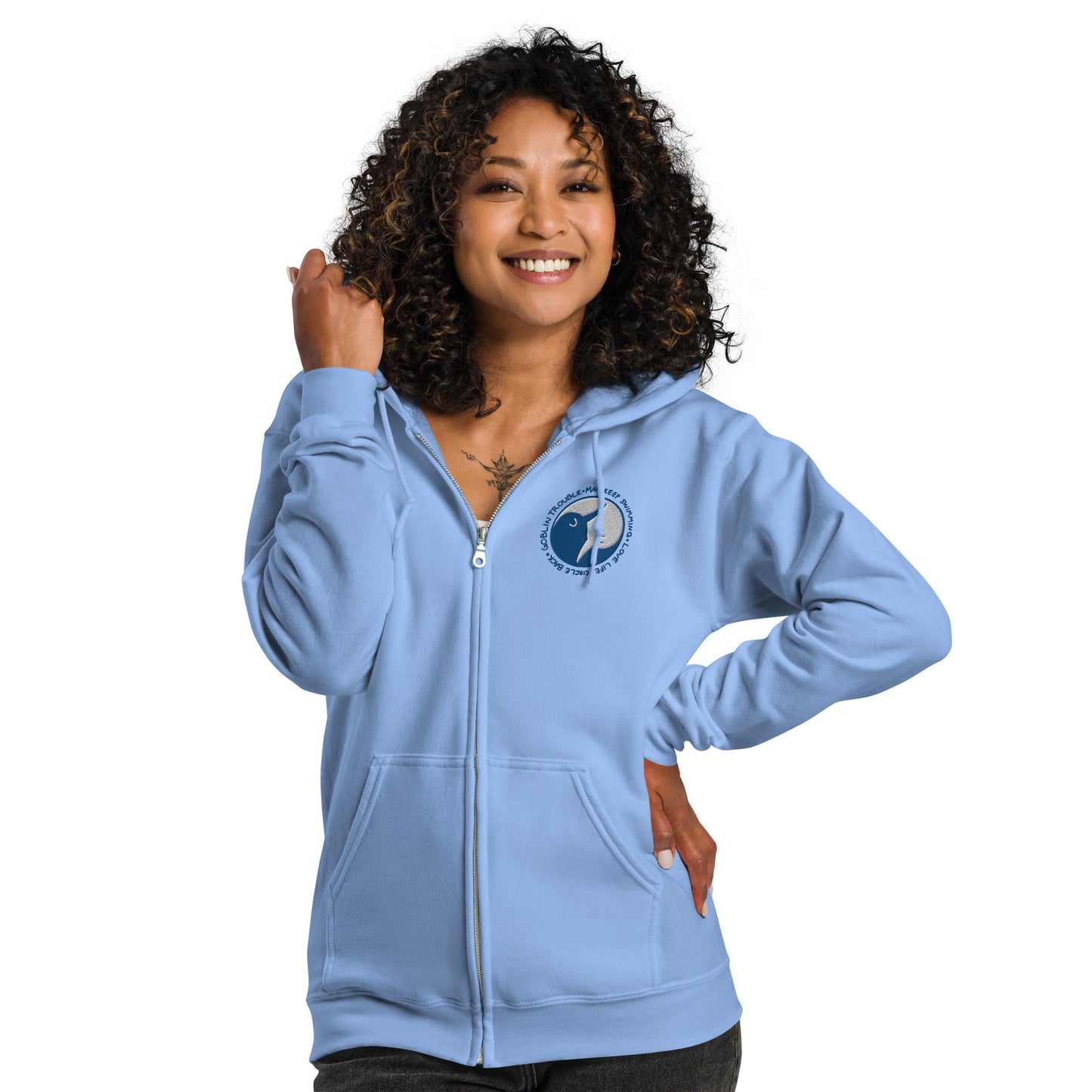 Keep Swimming zip hoodie (blue)